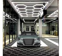 Plafonnier LED en Nid d'abeille, Garage Hexagonal 720 W, 6500 K, Économie D'énergie, pour Garage Soussol Entrepôt Salon De Beauté Automobile Atelier D'esthétique Automobile