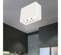 Plafonnier LED en saillie, spot GU10, plafonnier en plâtre blanc, 3 ampoules, 3x 6W 3x 440lm 3000K, LxH 12,2x10 cm