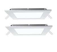 Plafonnier LED encastrable blanc, lampe de salon, luminaire de couloir, aluminium, 15W 1350lm blanc chaud, LxLxP 16x16x2 cm, lot de 2