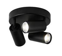 Plafonnier LED encastré, luminaire sur Rail Rond orientable, 3 Spots directionnels, Fixation Murale (Noir)