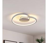 Plafonnier LED Enesa Lucande, dimmable, gris, Chambre à coucher, Métal, Moderne, Plafonnier LED