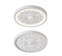 Plafonnier LED Extra-plat en Résine Blanche Sculpté en 3D, Style Français Élégan