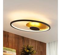 Plafonnier LED Feival Lindby, dimmable, marron, Salon / Salle à manger, Métal, Moderne, Plafonnier LED