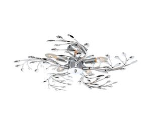 Plafonnier LED Feuilles Design Métal Chrome Lampe de salon Chambre à coucher floral