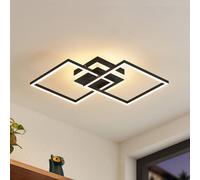 Lindby LED Plafonnier Fjardo à intensité variable (Moderne) en Noir Aluminium e. a. pour Salon & Salle manger (1 lampe,à), Eclairage Lampe Luminaire Plafond Eclerage