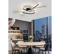 Plafonnier LED forme note de musique,luminaires LED modernes pour chambre à coucher, plafonnier intensité variable,luminaire d'intérieur créatif en aluminium,pour salon,salle manger (Noir, 80CM)