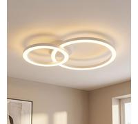 Plafonnier LED Globo Blanc Mat Métal Design à Anneaux 2 Lampes 30x42cm