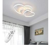 Plafonnier LED - GOECO - Double Coeur L55xL45xH8cm - Dimmable télécommande - 40W 3000-6500K - Aluminium & Acrylique