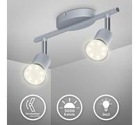 Plafonnier LED GU10 lustre plafond titane 230V 2 spots orientable 6W 500lm salon