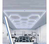 Plafonnier LED Hexagonal Nid d'abeille 672W 6500K ultra lumineux 14 grilles nid d'abeille garage lumières de plafond LED murales pour Atelier Entrepôt Salle de Sport B