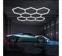 Plafonnier LED Hexagonal pour Garage 29400 lumens 6500K éClairage Garage en Nid d'abeille Pratique Et Rapide pour garage detailing automobile salle de sport et studio 8 HEX