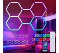Plafonnier LED Hexagonal RGB Lampe de Garage LED Hexagonale Couleur pour Garage 360 Modes De Couleur Musique De Entrepôt, Salon De Beauté Automobile,RGB,5 Hex