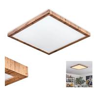 Plafonnier LED HOFSTEIN Salmi, panneau de plafond en métal/plastique/MDF noir/aspect bois/blanc, luminaire plat au design scandinave moderne, 36 watts, 3800 lumens, 3000 kelvins