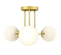 Plafonnier LED - HOMCOM - 3 lumières avec douilles G9, abat-jour globe - métal et plastique - 42 x 42 x 26,5 cm - doré
