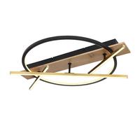 Plafonnier LED imitation bois Lampe de salon 3 niveaux Plafonnier orientable, 44W 1800lm blanc chaud, LxH 70 x 11,5 cm