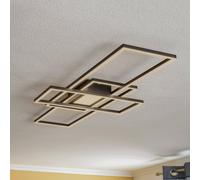 Plafonnier LED Ismera Lindby, dimmable, noir, Salon / Salle à manger, Aluminium, Moderne, Plafonnier LED