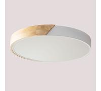 Plafonnier Led Jan Blanc - Bois Naturel Ø40 Cm Blanc