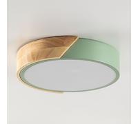 Plafonnier Led Jan Celadón - Madera Natural Ø23 Cm Bleu