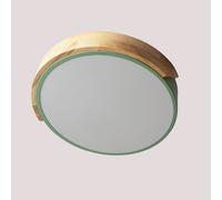 Plafonnier Led Jan Celadón - Madera Natural Ø30 Cm Bleu