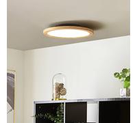 Plafonnier LED Joren Lucande, dimmable, bois clair, Salon / Salle à manger, Bois, Maison de campagne / Rustique, Plafonnier LED