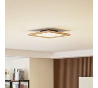 Plafonnier LED Joren Lucande, dimmable, bois clair, Salon / Salle à manger, Bois, Maison de campagne / Rustique, Plafonnier LED