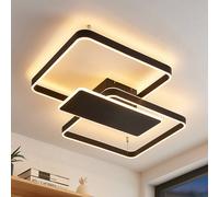 Plafonnier LED Kadira Lucande, dimmable, noir, Salon / Salle à manger, Métal, Moderne, Plafonnier LED