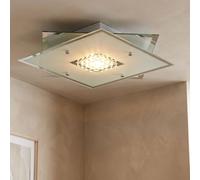 Plafonnier LED Kristallleuchte Chrome Verre Lampe Design Carré