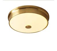 Plafonnier LED laiton antique dimmable tricolore - lampe de plafond rétro Abat-jour rond en verre pour cuisine île, chambre à coucher, salon, couloir, salle à manger Design classique (18W, Ø32cm)