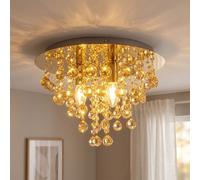 Plafonnier LED, lampe de chambre à 3 ampoules, métal doré, H 26 cm