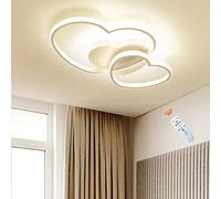 Plafonnier LED Lampe De Chambre À Coucher Blanc Dimmable en Forme De Coeur Moderne Amour Plafonnier en Métal Acrylique Plafonnier Créatif Cuisine Salle À Manger Salon Lampe De Chambre d'enfant,