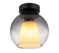 Plafonnier LED, lampe de chambre à coucher, noir, verre fumé, H 19 cm