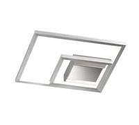 Plafonnier LED Lampe de plafond à 3 flammes pour le salon moderne, moderne argenté, 1x LED 12W 1100Lm 3000K, LxlxH 30x30x5,5 cm, WOFI 9487.02.63.9300