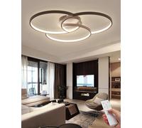 Plafonnier LED lampe de plafond design modernes Lampes de salon noires à 3 anneaux Plafonniers dimmables pour chambre à coucher avec télécommande pour salle à manger cuisine bureau étude (74cm)