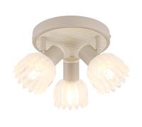 Plafonnier LED, lampe de plafond, lampe de couloir, orientable, beige, métal et verre, H 12,5 cm