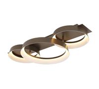 Plafonnier LED, lampe de plafond, lampe de salon, abat-jour opale couleur café mat, L 70 cm