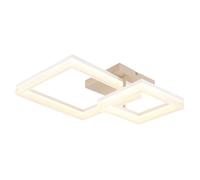 Plafonnier LED, lampe de plafond, lampe de salon, métal, couleur sable, carré, L 62,5 cm