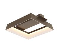 Plafonnier LED, lampe de plafond, lampe de salon, métal, opale couleur café, L 26 cm