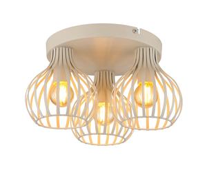 Plafonnier LED, lampe de salon à 3 ampoules, beige, métal, D 31 cm