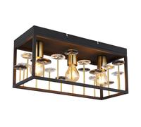 Plafonnier LED, lampe de salon à 3 ampoules, noir et doré, L45cm