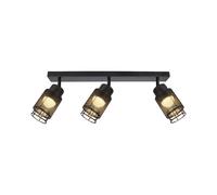 Plafonnier LED, lampe de salon à 3 ampoules, noir, métal, L 68,5 cm