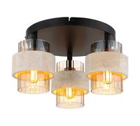 Plafonnier LED, lampe de salon à 3 ampoules, noir, verre, D 37,5 cm