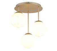 Plafonnier LED, lampe de salon à 3 ampoules, verre champagne, Ø 34 cm