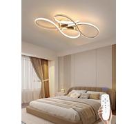 Plafonnier LED Lampe de salon à intensité variable avec télécommande Éclairage de plafond moderne Fashions Lustre Semi Flush Mount Chambre Plafonniers pour salle à manger Bureau (Or, 80cm*72W)