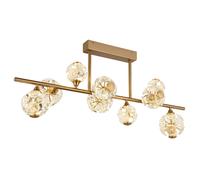 Plafonnier LED, lampe de salon, aspect cristal, couleur or, L 101 cm