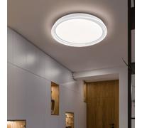 Plafonnier plafonnier lampe de salon lampe de chambre lampe de couloir, dimmable, verre acrylique blanc, LED 22W 2700Lm blanc chaud, DxH 43x7,5cm