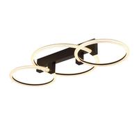 Plafonnier LED, lampe de salon, modèle apparent, métal noir, L 76,1 cm