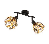 Plafonnier LED, lampe de salon, orientable, métal noir, L 25 cm