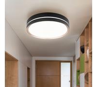 Plafonnier LED Lampe de salon Plafonnier Salle à manger, Métal Plastique blanc bronze, CCT dimmable Télécommande Mémoire/fonction veilleuse, 24W 1100lm 2700-6500K blanc chaud-froid, H 8 cm