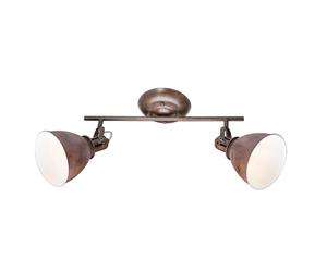 Plafonnier LED, lampe de salon, spots orientables, couleur rouille, L 45 cm