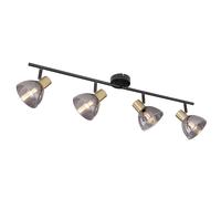 Plafonnier LED, lampe de salon, spots orientables, noir, verre fumé, L 79 cm